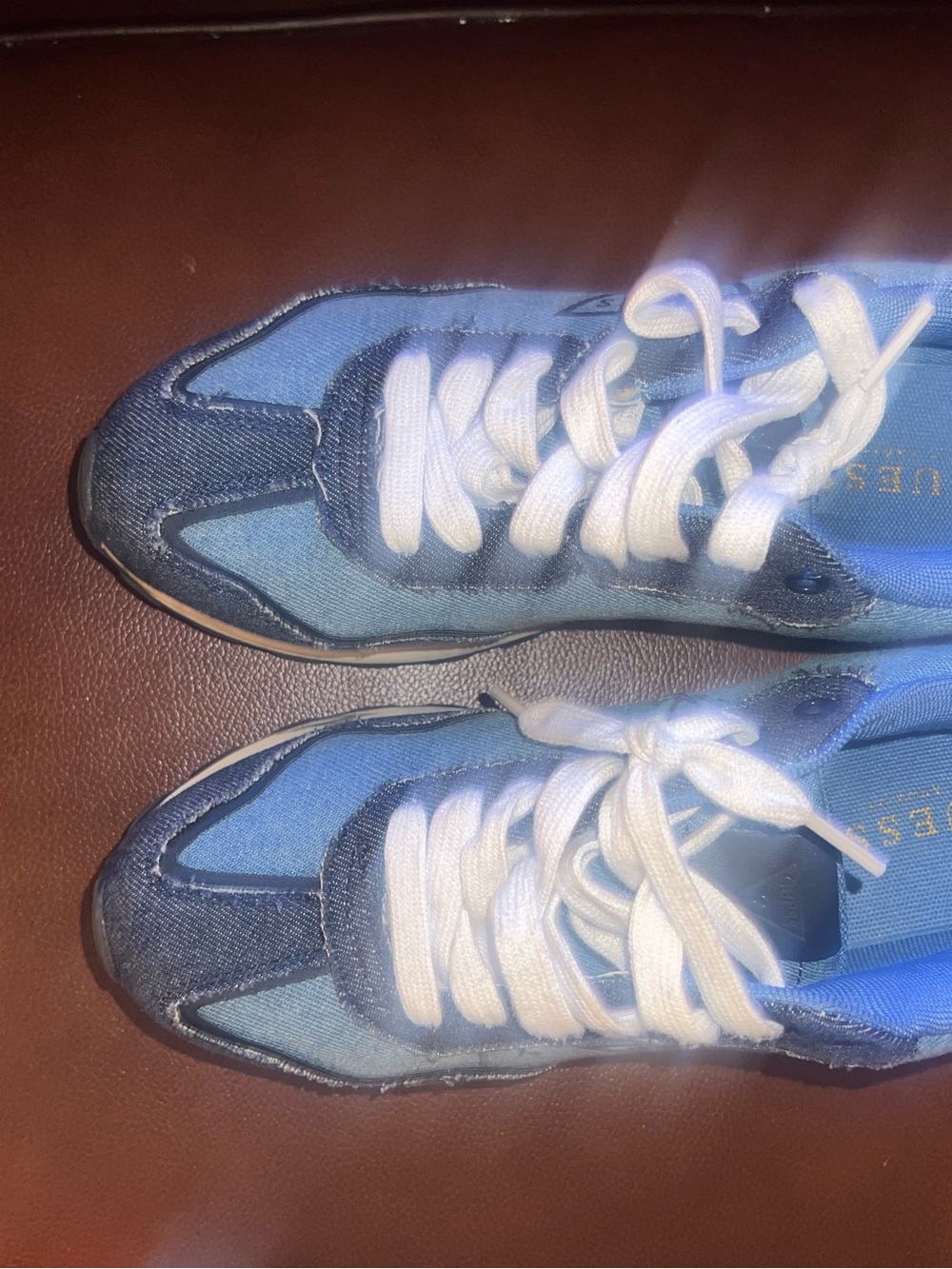 Guess Blue Denim-Style Lace-Up Sneakers with White Laces